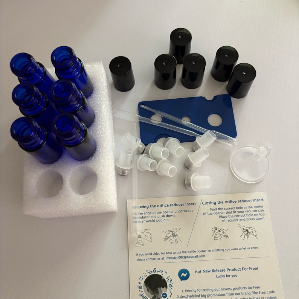 Blue Glass Travel Atomizer Bottle Set of 6 - Unbranded